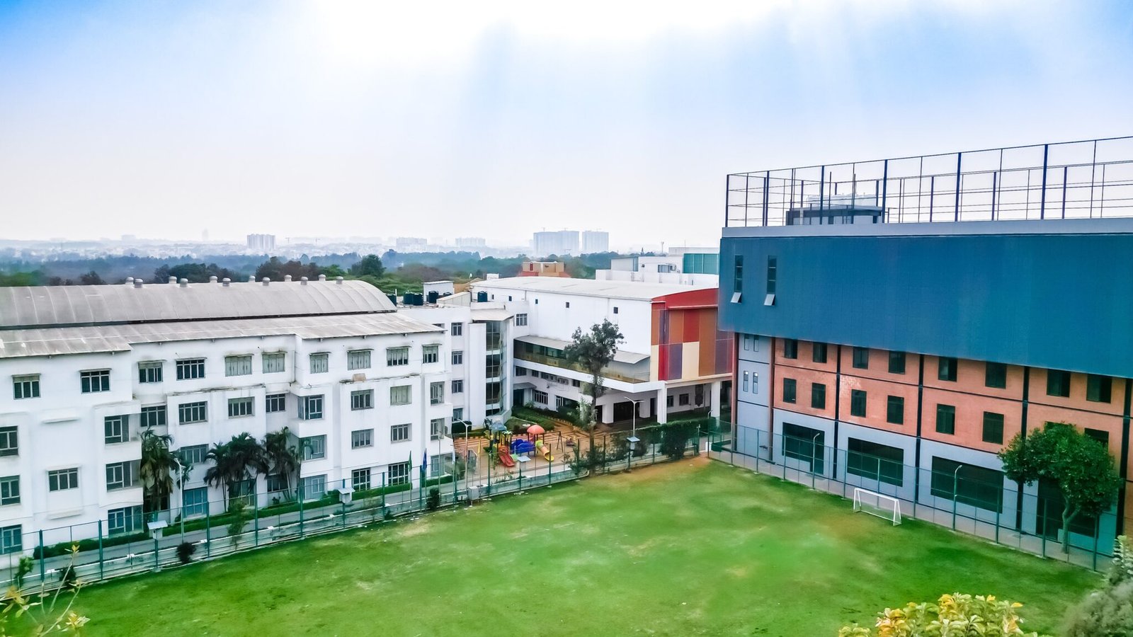 Harvest International School CBSE campus aerial view on Sarjapur Road, Bangalore